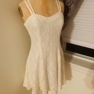 VINTAGE ALL THAT JAZZ 1990s WHITE LACE FLARE DRESS